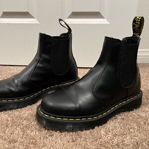 Dr. Martens Black Chelsea Boots with Yellow Accents